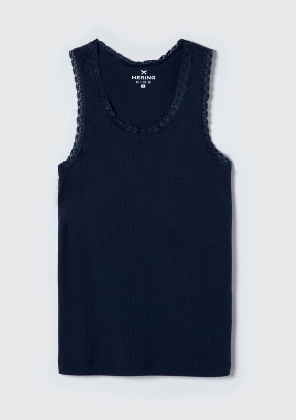 Regata Básica Infantil Menina Em Ribana Com Renda - Azul 004