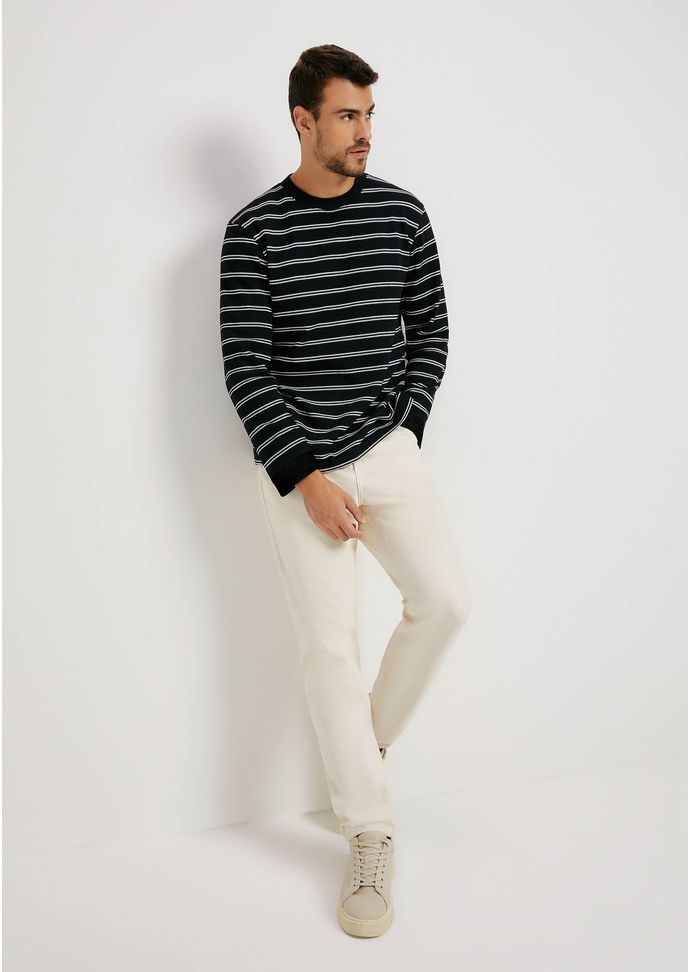 Calça Masculina Slim Em Sarja - Off white