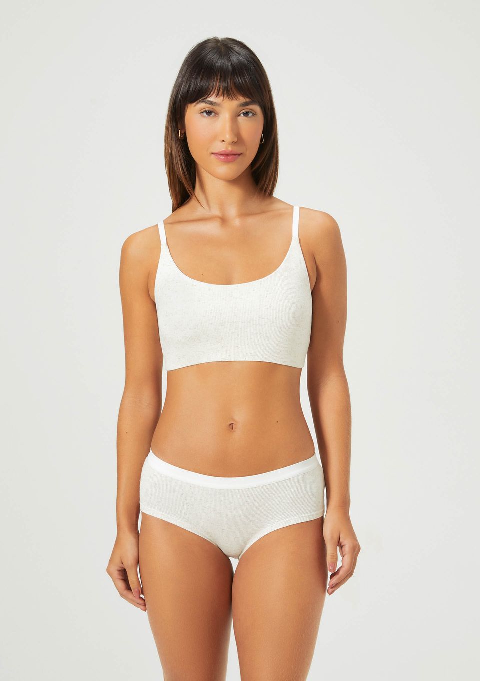 Top Duplo Alças Finas com Linho - Off White