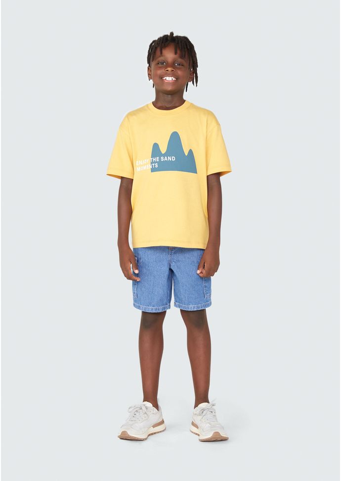 Bermuda Jeans Infantil Menino Cargo - Azul