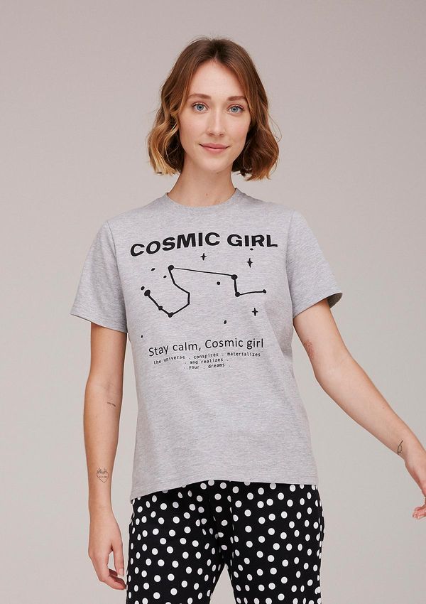 Blusa Feminina Com Estampa Frontal - Cinza G
