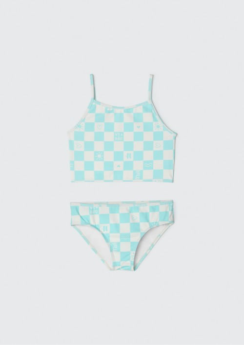Biquíni Infantil Estampado Com Proteção UV - Azul 002