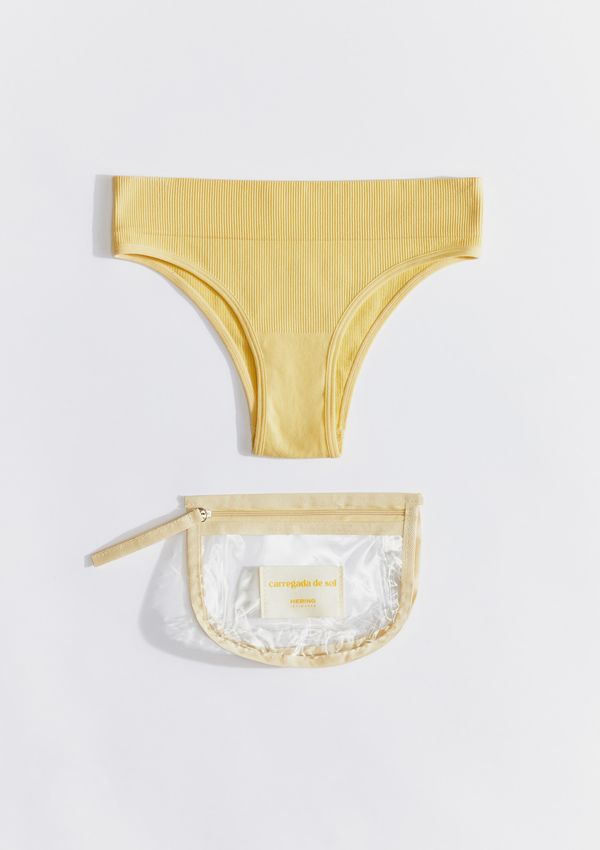 Calcinha Cintura Alta + Necessaire - Amarelo XXG