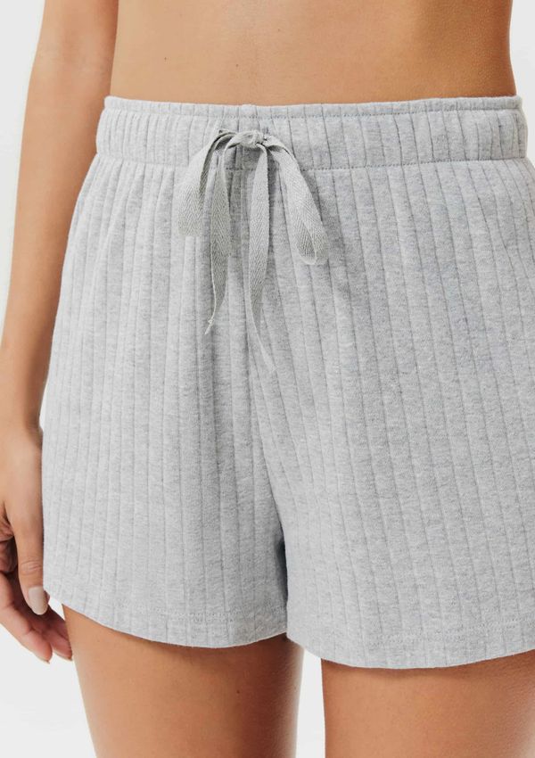 Shorts Avulso Em Ribana Canelada - Cinza XG