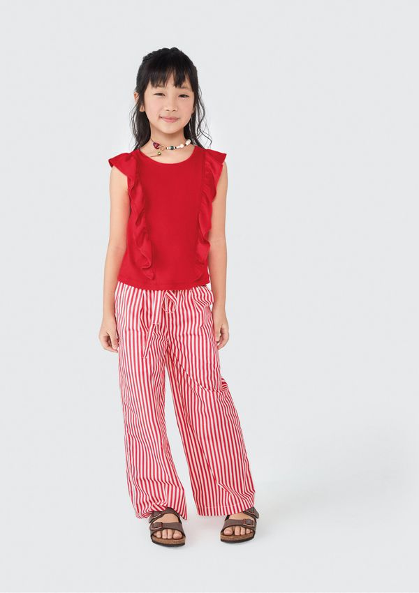 Blusa Cropped Infantil Menina Com Babados - Vermelho 014