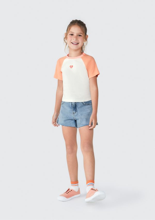 Blusa Cropped Infantil Menina Em Ribana - Laranja 016