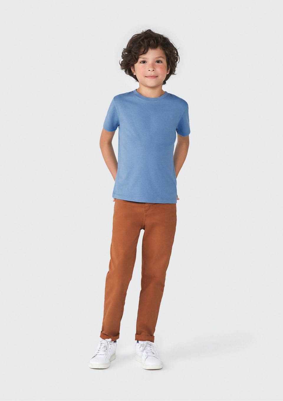 Calça Infantil Menino Slim em Sarja - Marrom