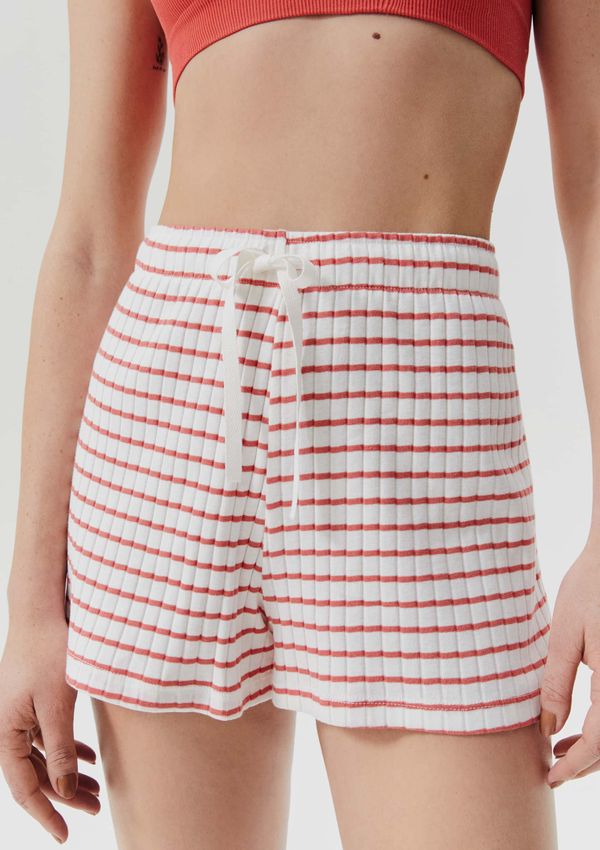 Shorts Avulso Em Ribana Canelada - Vermelho M