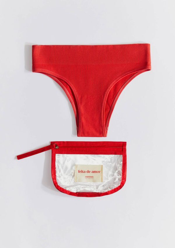 Calcinha Cintura Alta + Necessaire - Vermelho M