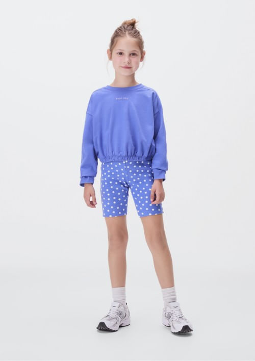 Blusa Manga Longa Infantil Menina Em Moletom - Azul 010