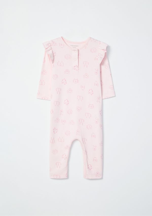 Macacão Com Babados Bebê Menina - Rosa 06M