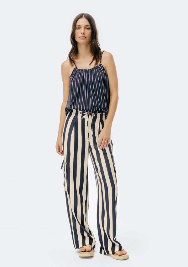Calça Feminina Cargo Fio Tinto Com Linho - Creme 044