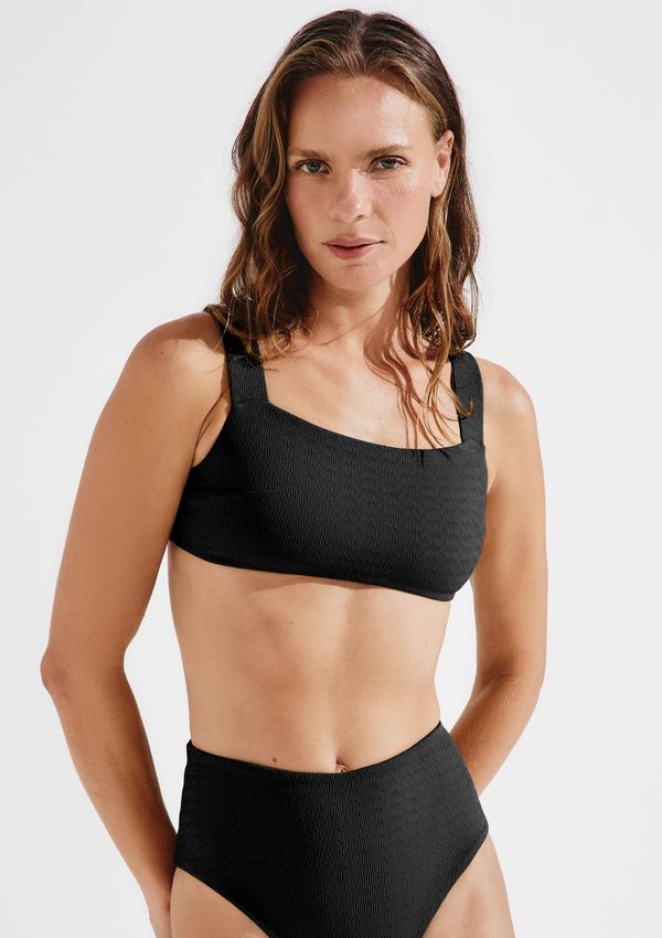Top Biquíni Reto Texturizado Com Fio LYCRA® - Preto P