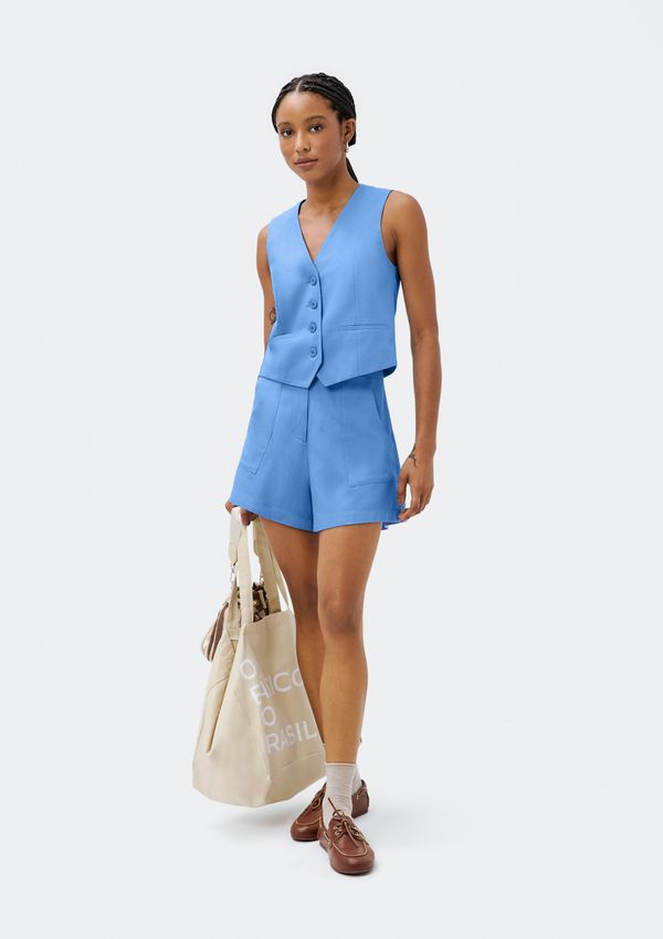 Shorts Feminino Em Alfaiataria - Azul 040