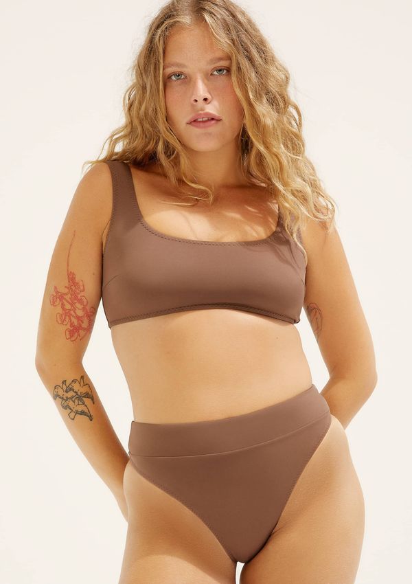 Top Biquíni Decote Quadrado Hering + Cosmo - Marrom G