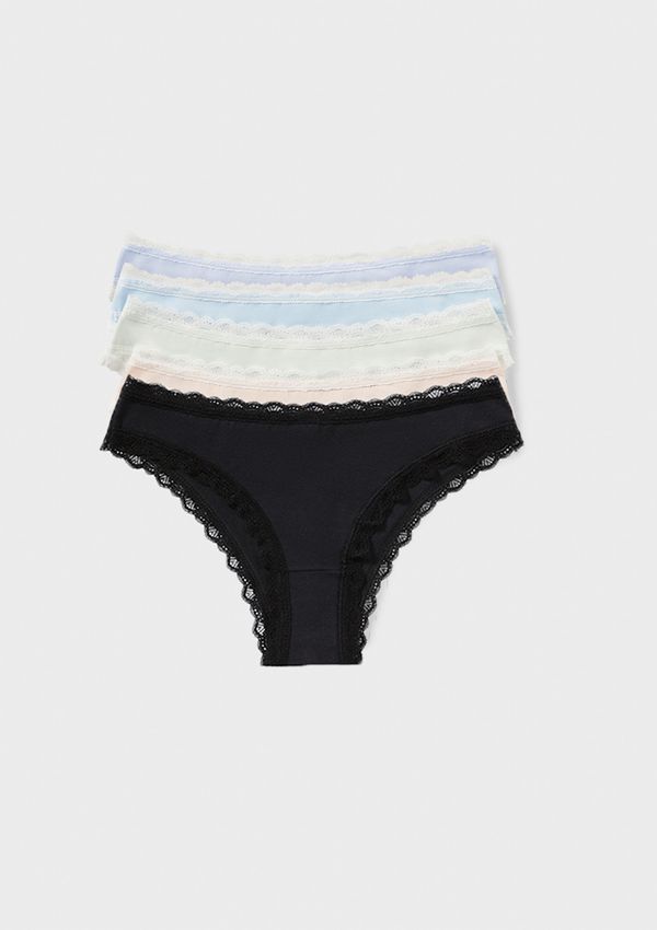 Kit 5 Calcinhas Básicas Modelagem Biquíni Em Algodão - Multicolorido M