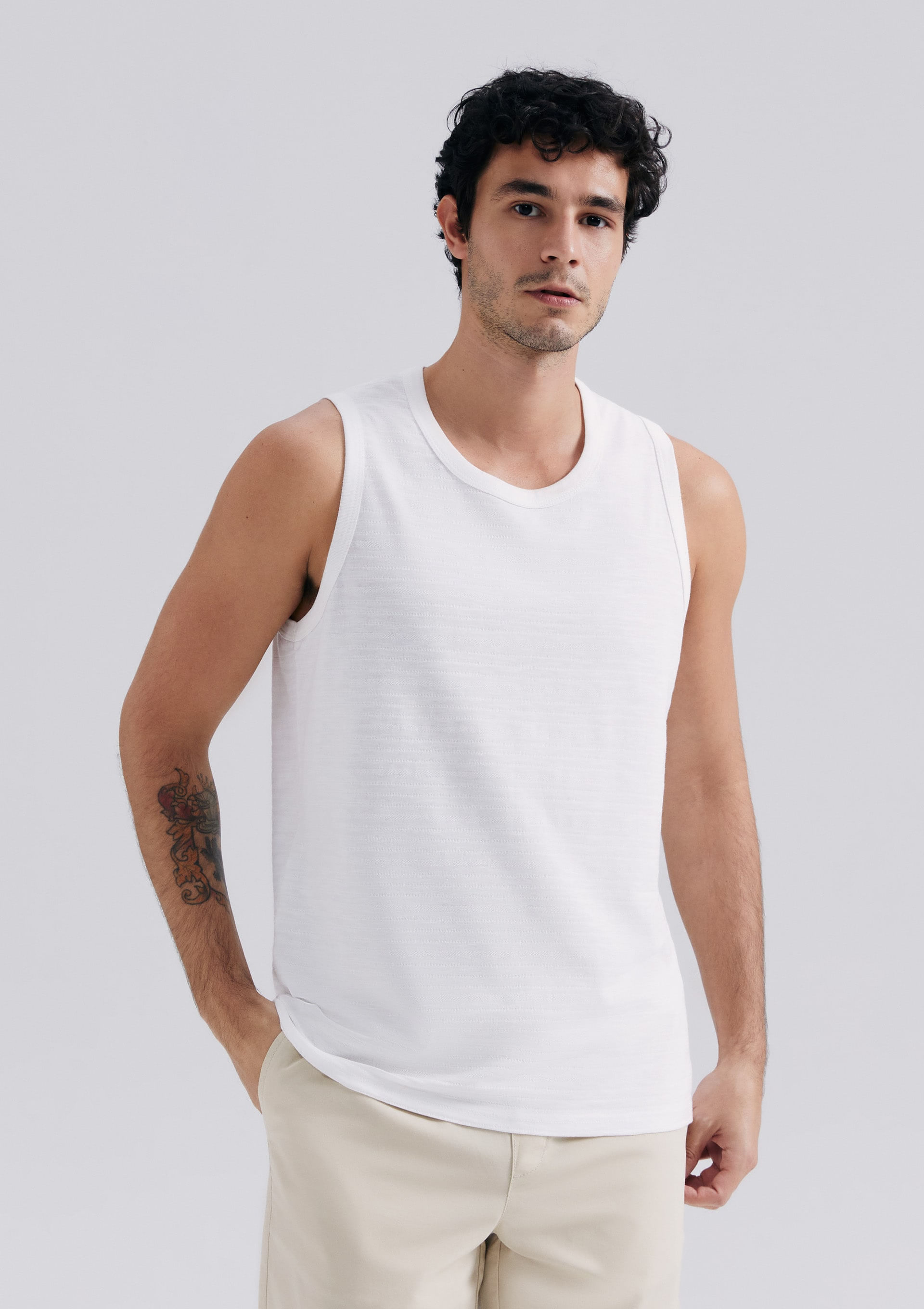 Regata Masculina Texturizada - Off white