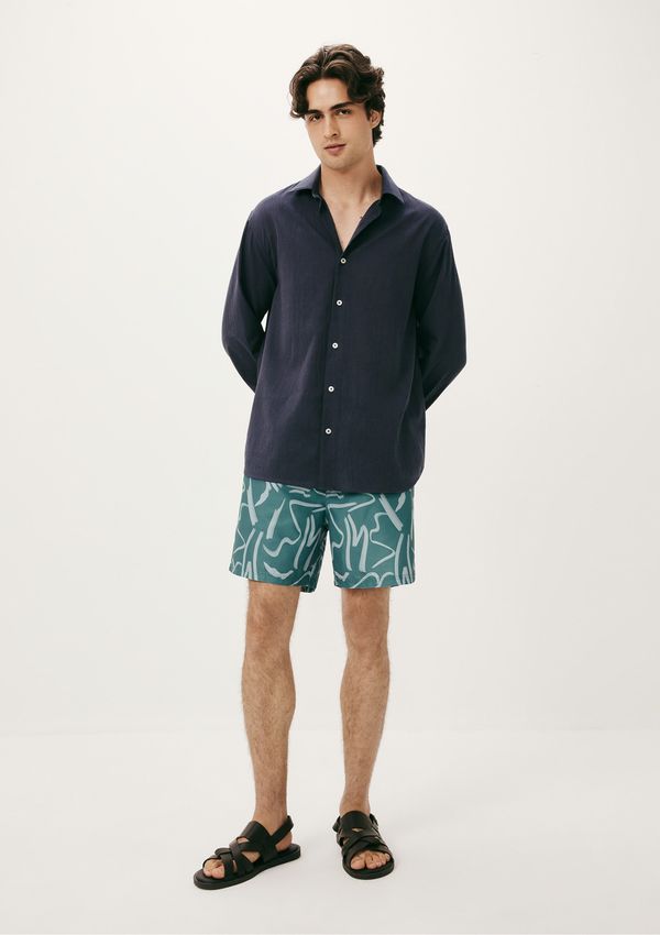 Shorts Praia Masculino Estampado - Verde P