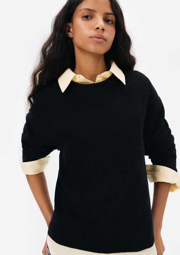 Blusão Feminino Em Tricô de Algodão - Preto G