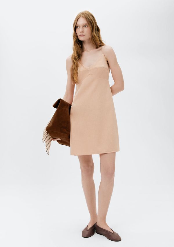 Vestido Curto Alças Finas Com Liocel - Salmão G