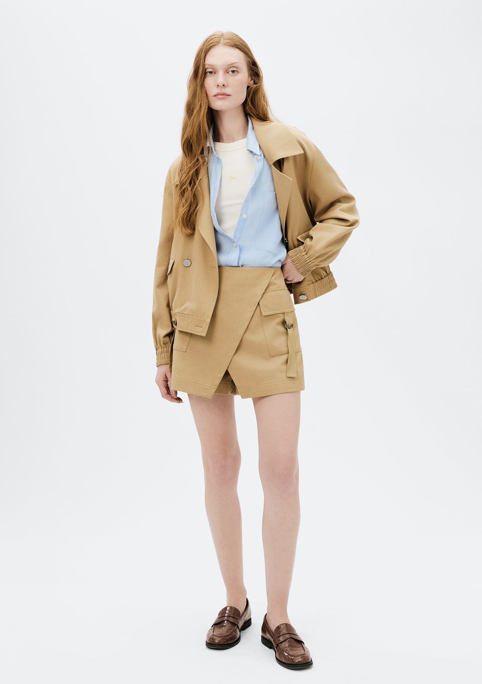 Shorts Saia Curto Cargo - Caqui