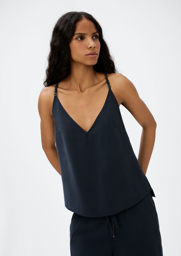 Regata Feminina Decote V - Azul M