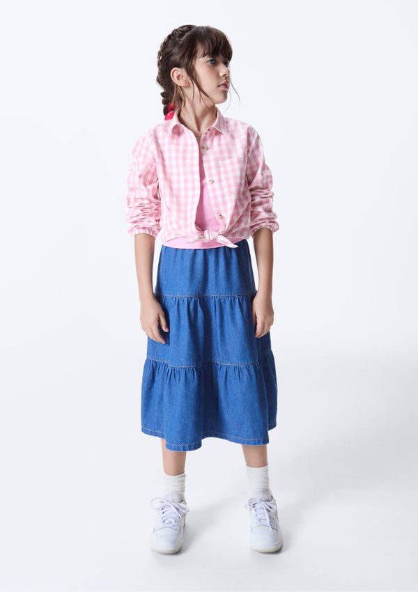 Saia Infantil Midi Em Jeans - Azul 014