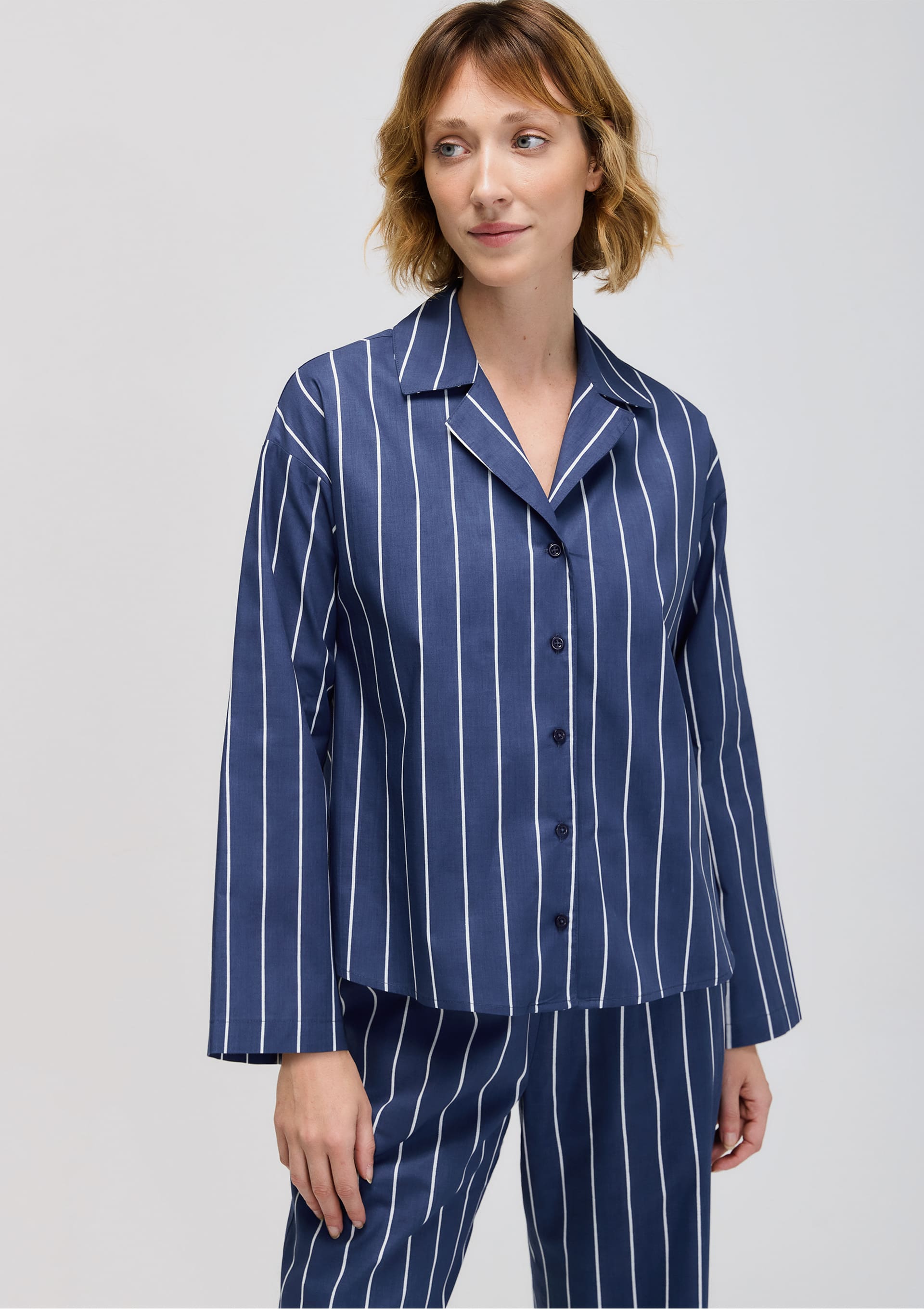 Camisa Feminina Manga Longa Listrada - Azul