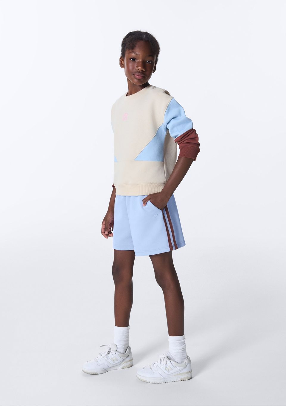 Shorts Infantil Menina Reto Faixas Laterais - Azul