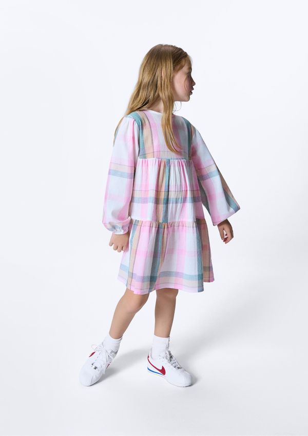 Vestido Infantil Menina Fio Tinto Xadrez - Rosa 012