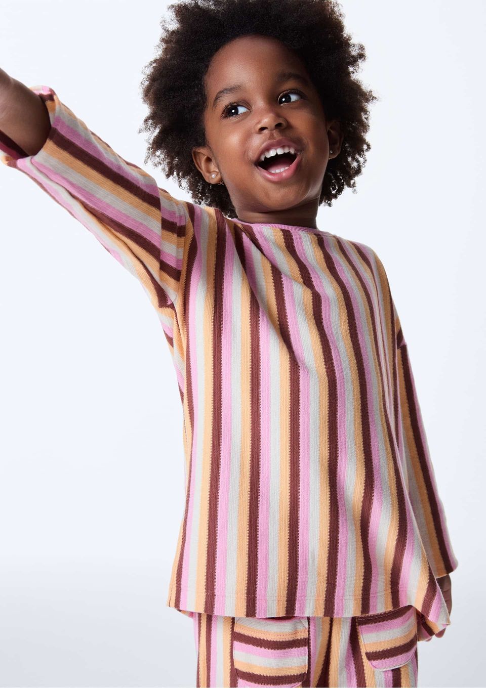 Blusa Infantil Menina Fio Tinto Oversized - Laranja