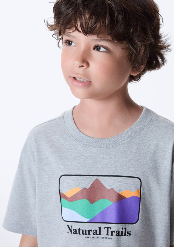 Camiseta Infantil Menino Oversized Estampada - Cinza 006
