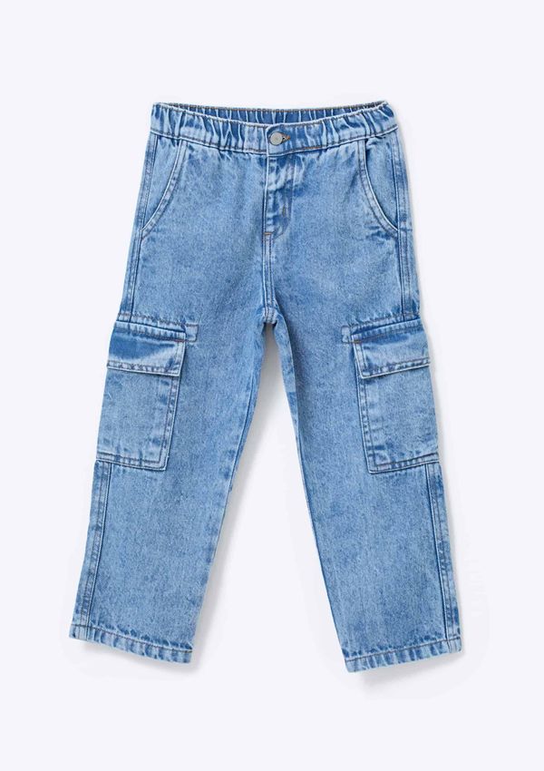 Calça Infantil Menino Jeans Cargo - Azul 004