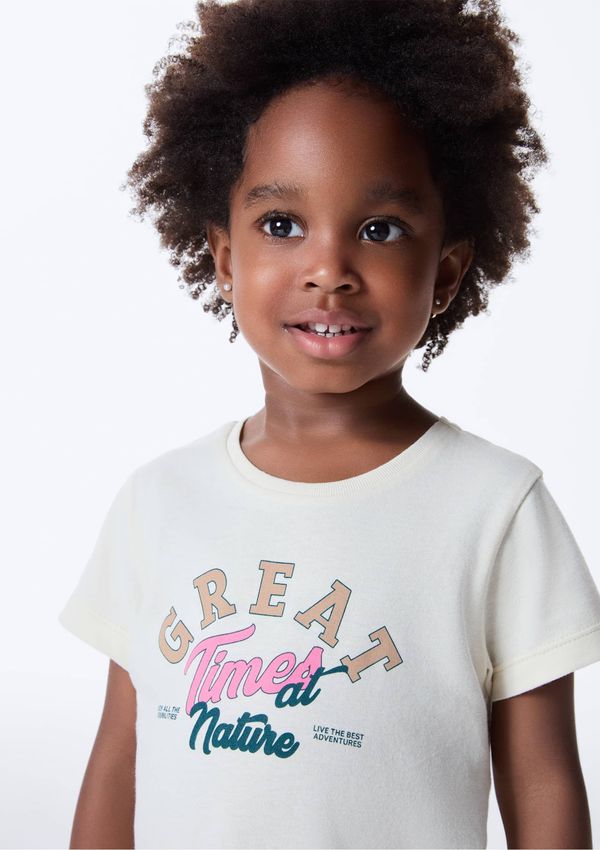 Blusa Infantil Menina Toddler Com Estampa - Off white 004