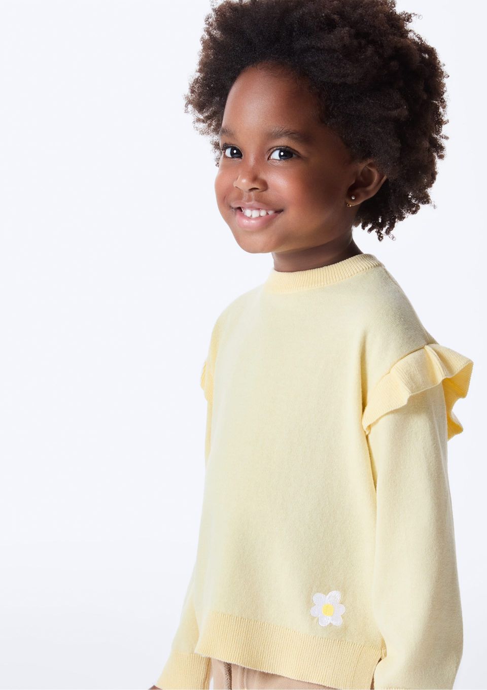 Blusão Infantil Menina Toddler em Tricô - Amarelo
