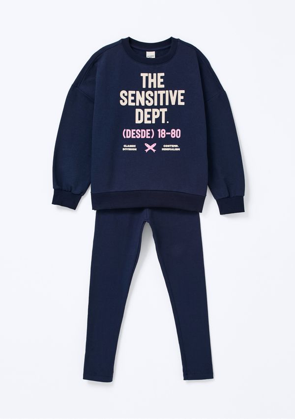 Conjunto Infantil Menina Em Moletom Peluciado - Azul 006