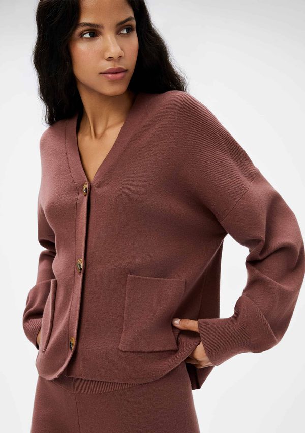 Cardigan Feminino Oversized Decote V - Vinho M