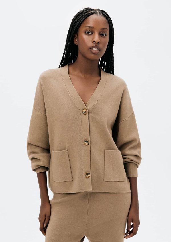 Cardigan Feminino Oversized Decote V - Bege G