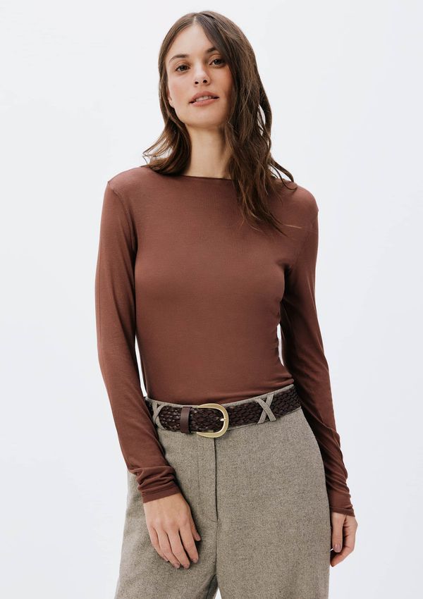 Blusa Feminina Manga Longa Segunda Pele - Marrom XG