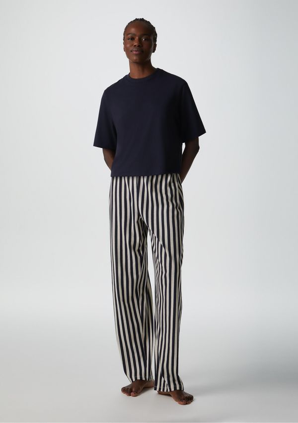 Pijama Longo Feminino Manga Curta - Azul P