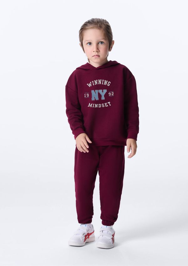 Conjunto Longo Infantil Menino Toddler Em Moletom - Vinho 002