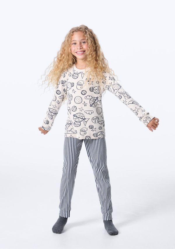 Pijama Infantil Estampado - Off white 004