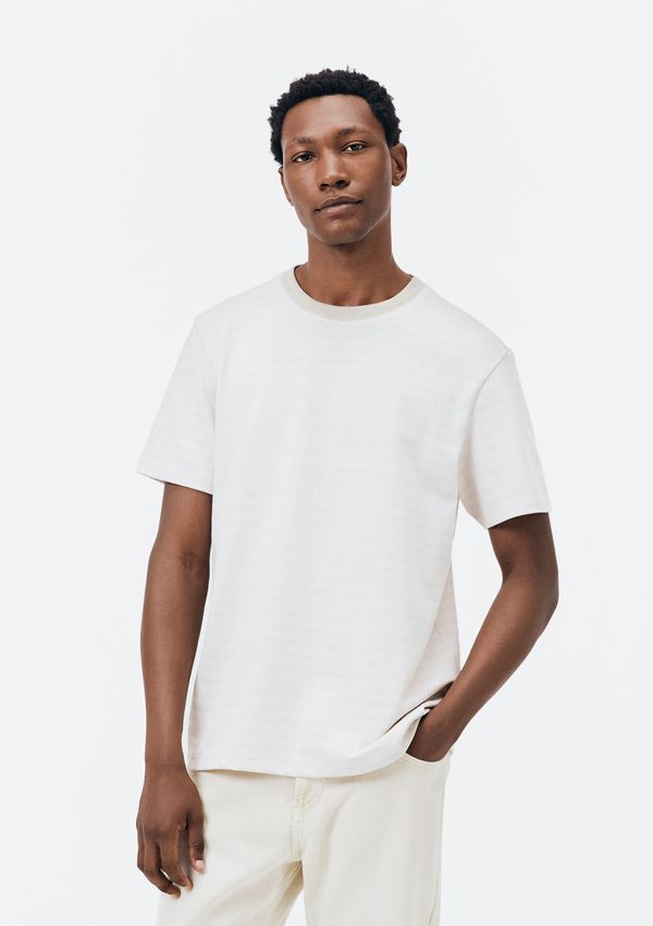 Camiseta Masculina Comfort Com Listras Claras - Off white XG