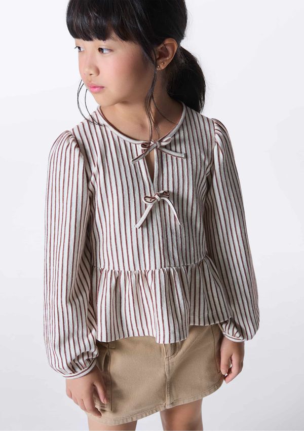 Blusa Infantil Menina Tecido Texturizado Fio Tinto - Marrom 008
