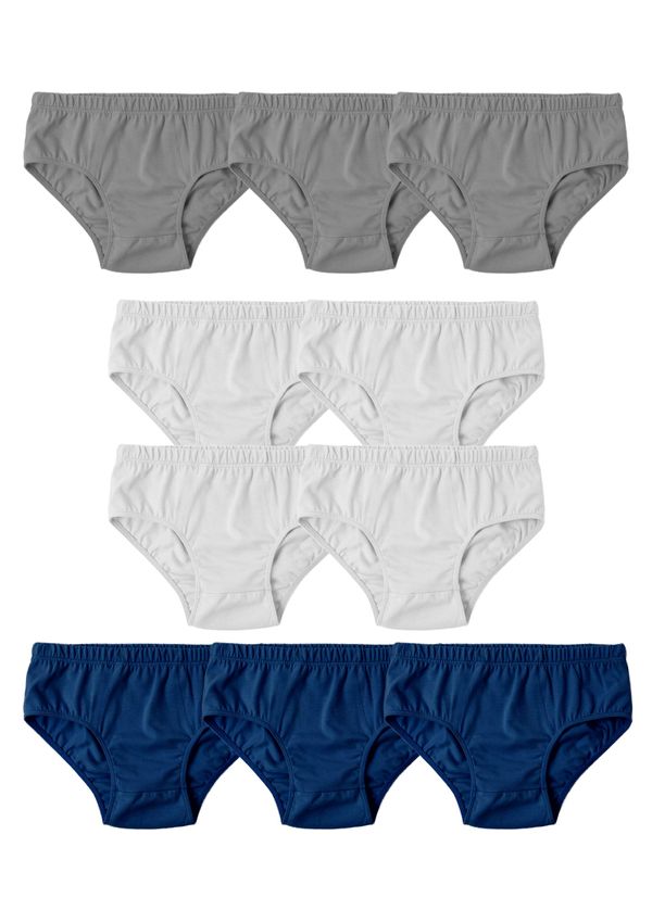 Kit Com 10 Cuecas Infantil Slip Em Malha - Cinza 004