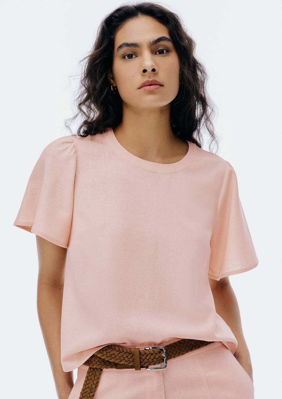 Blusa Feminina Manga Godê com Linho - Rosa