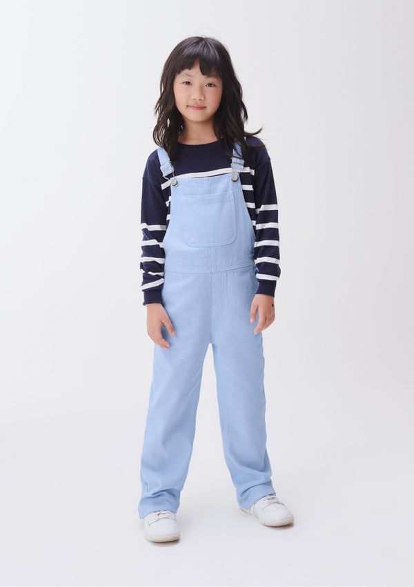 Jardineira Longa Infantil Menina Em Sarja - Azul 012