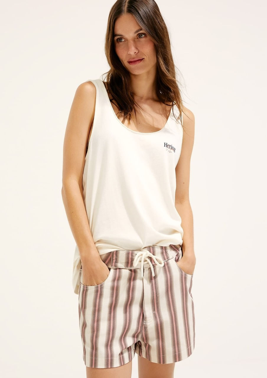 Shorts de Sarja Estampado Hering + Cosmo - Marrom