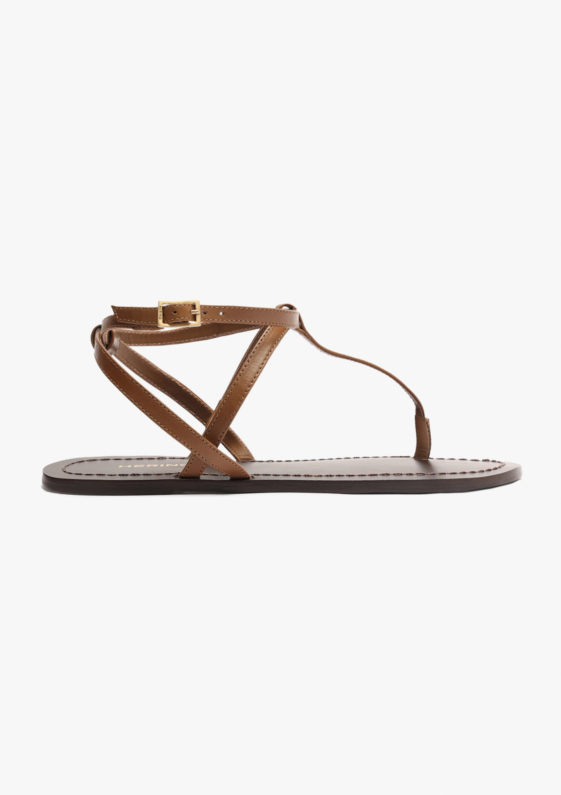 Sandália Rasteira Slim Cross - Marrom — Hering