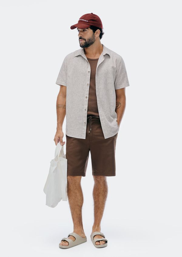 Bermuda Masculina Em Sarja Empapelada - Marrom 042